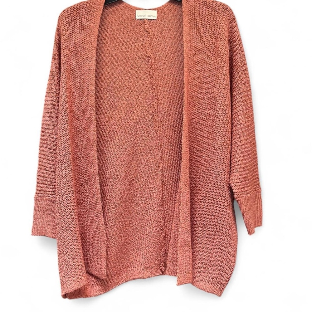 Becool Open-Front Coral Cardigan